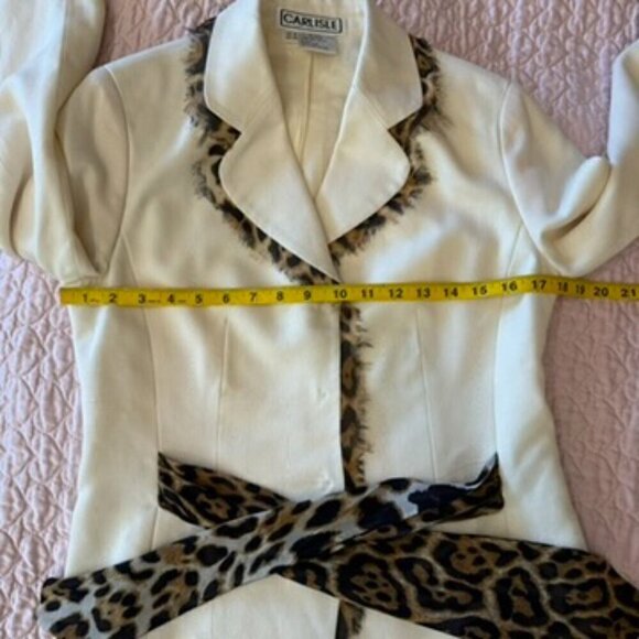 Carlisle Silk Suit Set skirt jacket 2 two pieces animal print cream pristine - Picture 10 of 16